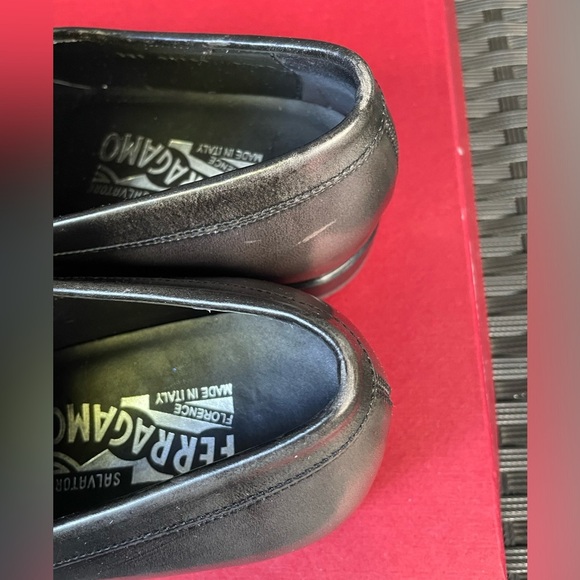 Salvatore Ferragamo Shoes,Salvatore Ferragamo Black Leather Slip-Ons,AUTHENTIC. - Picture 7 of 11